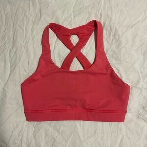 Lululemon Pink Run Stuff Your Bra Longline Salmon Coral